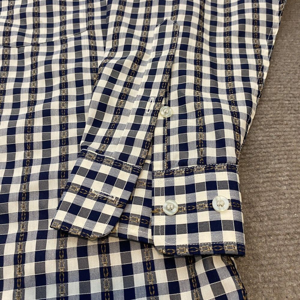 Diesel Shirt Mens Large 16.5 33-34 Knit Plaid Long Sleeve Textured - Picture 5 of 13